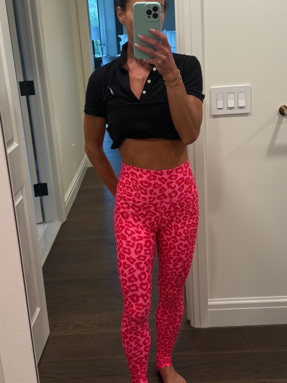 Beach Riot Pink Leopard Print High-Waist Leggings